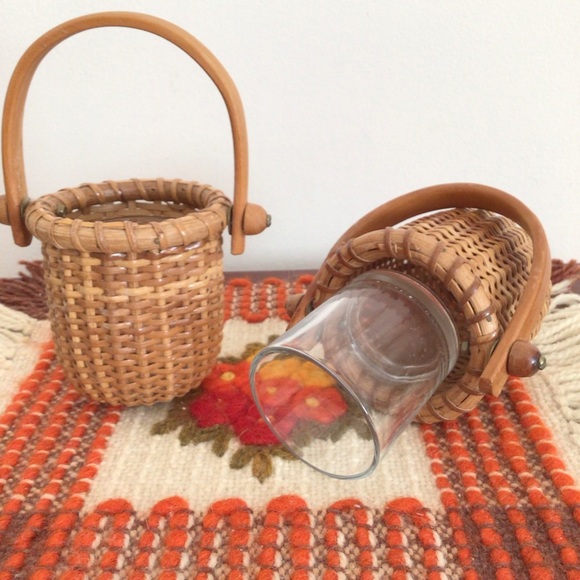 Two wicker candle holders with handle - Picture 2 of 10